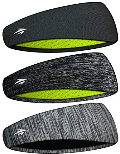 Zollen Mens Headbands 3 Packs Guys Sweatband and Sports Headband for Men for Running, Cross Training, Racquetball, Working Out