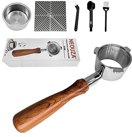 NEOUZA Coffee - Portafiltro sin fondo de 51 mm compatible con la máquina de espresso DeLonghi EC9335, sin soporte de filtro base