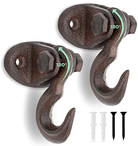 Glaskönig - 2x Rustikale Wandhaken-beweglicher Deckenhaken aus Gusseisen im Landhaus Design-Kleiderhaken antik Garderobenhaken - inkl. Befestigungsmaterial (Haken beweglich-Gusseisen)