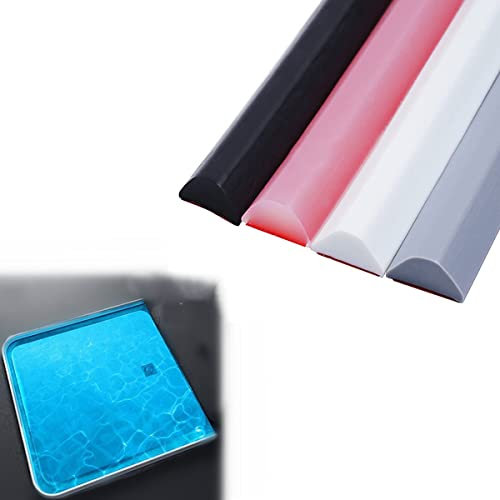 Presa de agua de silicona flexible para ducha,tira impermeable,Barrera de ducha y sistema de retención de agua para el umbral de ducha plegable y mantiene el agua dentro del umbral (1m,White)