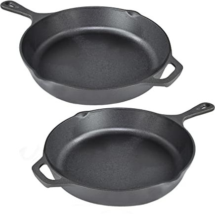 Airel Poêle en fer PACK 2 | Poêles en fonte | Poêle à frire | Poêle de cuisine en fonte | Poêle de cuisine ronde diamètre 26 cm