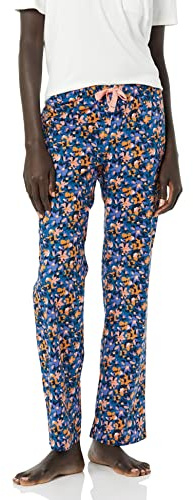 Amazon Essentials Pantaloni del Pigiama in Popeline Donna, Turchino Mimetico Floreale, XXL