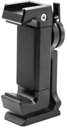 Soporte de teléfono de Metal con Cold Shoe, adaptador de teléfono universal portátil abrazadera de teléfono rotación de 360° para Smartphone trípode monopod compatible