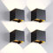 FUPE 4 Piezas Aplique de Pared Exteriores/Interiores LED Lámparas de Pared Exterior Cúbicas Moderna Negro 12W 4000K Luz Natural IP65 Impermeables Cuadrado Aluminio Angulo de haz Ajustable