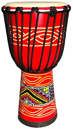 SIPSOCE Djembe Drum 8'' Hand Drum Musical Instrument African Drumk, Bongo (Red)