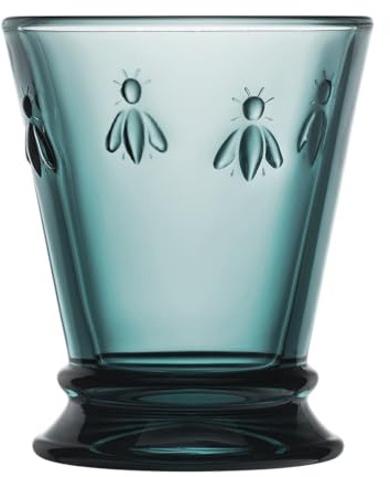 La Rochère-Lot 6 verres à eau bleu nuit-ABEILLE-Origine France Garantie
