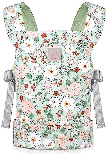 GAGAKU Portamuñecas para niños a Partir de 3 años, portabebés para muñecas, Accesorio para muñecas, Asiento portamuñecas con Correas Ajustables, Color Verde - Camelia