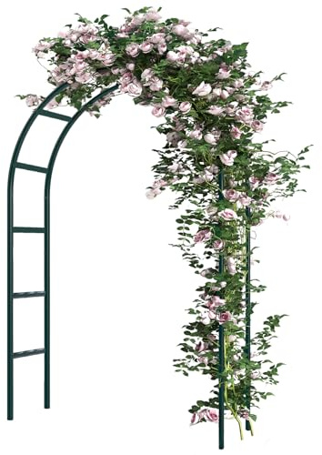 RUBFAC Arco da giardino in metallo, decorazione per matrimoni ed eventi, traliccio per piante rampicanti, facile da montare, verde militare