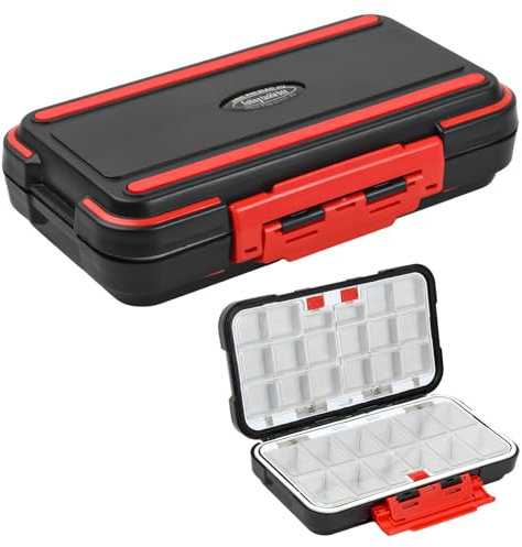 Wisebom Scatola per attrezzatura scatola per esche scatole per accessori da pesca impermeabili contenitore per esche 30 scomparti cassetta degli attrezzi multifunzionale scatola delle parti, nero