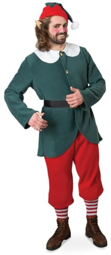 KarnevalsTeufel Weihnachts-Elf Kostümset für die ganze Familie – Passend für Erwachsene und Kinder – Festliche Verkleidung im klassischen Design Wichtel Kostüm Helfer (Herren Elf, L)