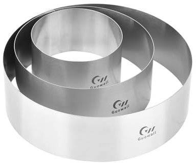 Guowall Cake Rings, 3Pcs Round Baking Mold for Cake Mousse, Stainless Steel, 4/6/8 Inch, Height 2.37 Inch