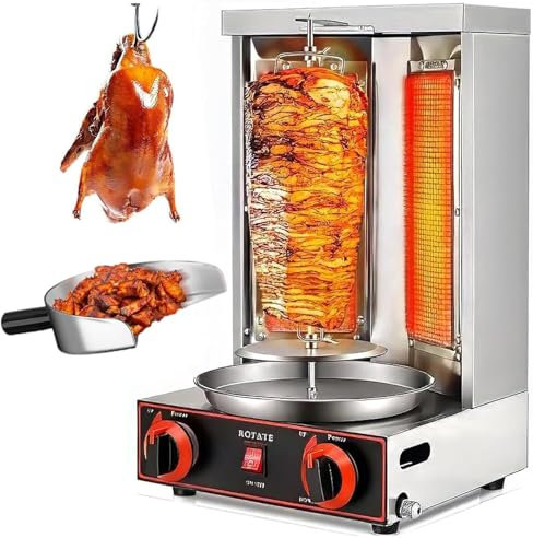 Dfdieratve Griglia Rotante Verticale a Propano, Barbecue da Cucina, Doner Kebab, Pollo, Gyros, Pesce, Verdure, Barbecue, Pentole, Macchina, Spiedo, Fornello,barbecuestove+Shovel
