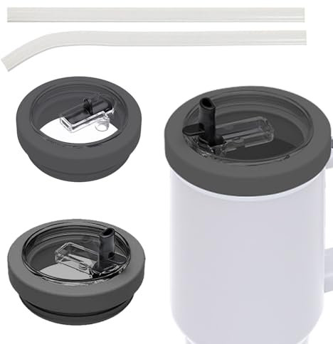 40 OZ Tumbler Lid Replacement,Stanley Cup,Stanle Cu-p Zubehör,Faltbare Röhren Becher Deckel,Stanle Cu-p Deckel Auslaufsicher (Schwarz, Stanley Cup Deckel)