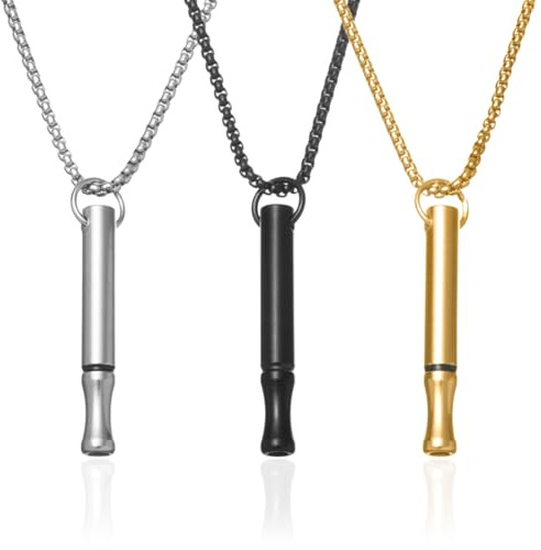 QOMJUFA -3pcs Collier de Respiration Mindful en Inoxydable - Améliorez Votre Respiration, Soulagez le Stress et l'Anxiété. Style Moderne pour Hommes et Femmes