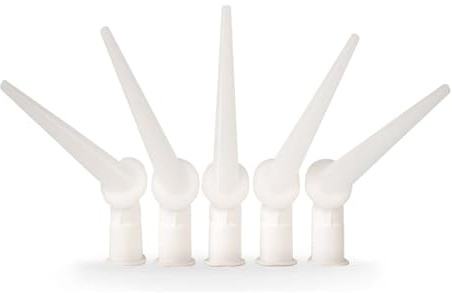 Silicone Caulking Gun Nozzles, 360-Degree Rotating Tips, Pack of 5, White