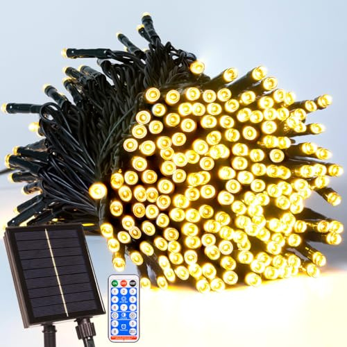 RESNICE Solar String Lights for Outside High Bright Outdoor Waterproof Solar Powered String Lights with Remote for Tree Garden Backyard Patio Porch (Warm White, 66FT 200 LED)