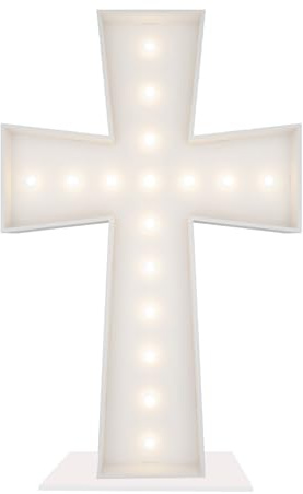 Marquesina de cruz iluminada de 3 pies, grande para interiores y exteriores, decoración de Navidad y bautizo, decoración LED para fiestas, eventos religiosos y celebraciones