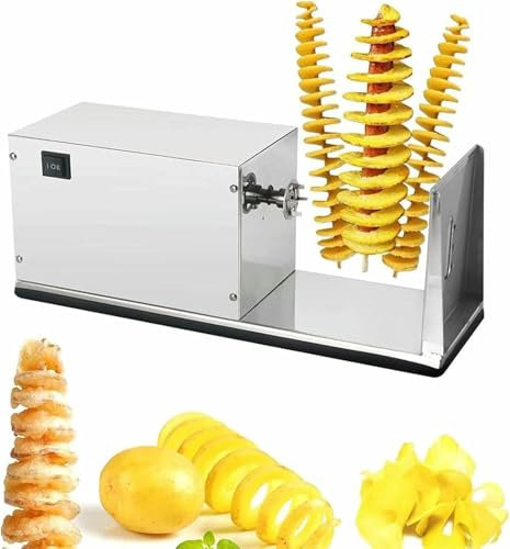 VYUJHNBG Macchina A Torre di Patate Elettriche, Macchina per Taglio A Spirale A Spirale, Taglio di Patate in Acciaio Inossidabile Commerciale per Verdure, Cetriolo O Carote