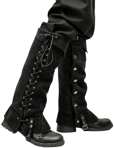 XGOPTS Mittelalter Stiefelstulpen Mittelalter Stiefelüberzüge Herren Wiking Schuhe Stulpen Pirate,Steampunk,Ritterstiefe,Wikinger Retro Stiefelüberzieher für Halloween Cosplay Kostümzubehör