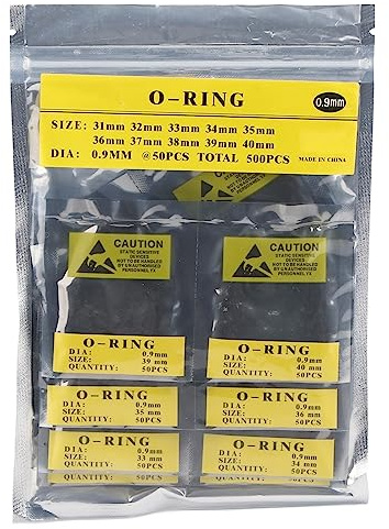 Aramox 500 St Klockbakspakningar O-ringar för Klockor 0,9 Mm Tjocklek Typ 10 Storlekar Från 31 Mm Till 40 Mm Gummitätningar