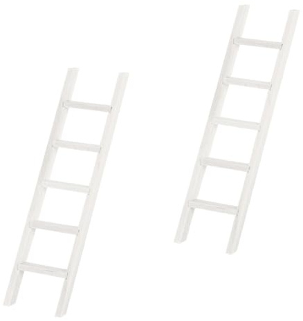 BESPORTBLE 2pcs Wooden Ladder Miniature Ladder Mini House Ladder White Small DIY Mini House Accessory Wood Decor Mini Accessories Furniture Micro Landscape Wooden Ornaments Furniture Fairy