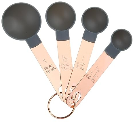 4 Pieces Measuring Spoons/Cups Kitchenware Stainless Steel Teaspoon Utensil for Liquid Dry Ingredients Cups and Spoons Set Cute
