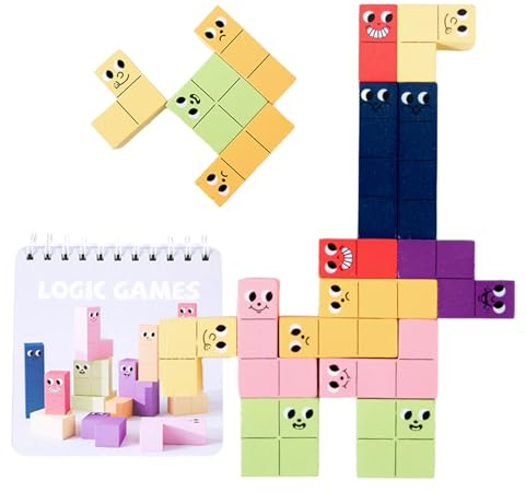 Générique Bausteine für – Lernspiel und Spaß – Holzbausteine – Expressionspuzzle – für das Spiel zu Hause, im Kindergarten und im Klassenzimmer