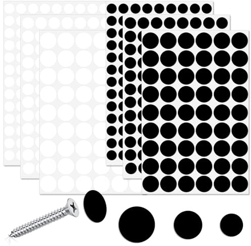 580 Stück Schraubenabdeckung 12mm/15mm/21mm Selbstklebend PVC Abdeckkappen Rund wasserdichte Schraubenloch Aufkleber für Schreibtische, Wandschränke, Möbel(Schwarz, Weiß)