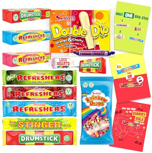 Swizzels Vegan Sweets Veganuary Bundle with Drumstick Refreshers, Double Dip, Love Hearts, Parma Violets, Rainbow Drops, Assorted Chew Bars and Classics