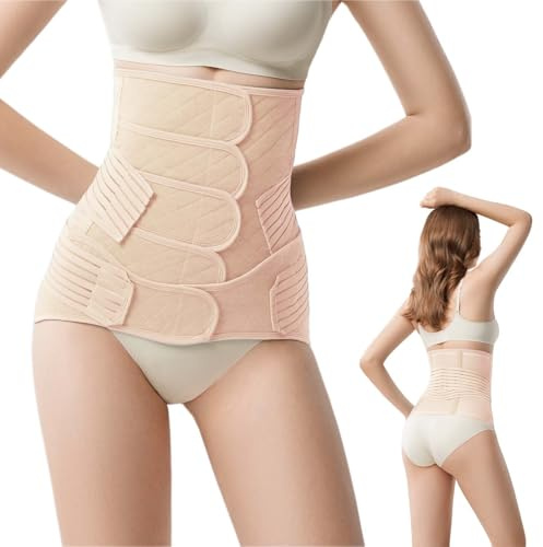 JOYNCLEON Postpartum Belly Band Wrap, Maternity Recovery Support Belt, Adjustable Tummy Control Binder with Pelvic Belt, Shapewear for Natural and Caesarean Sections