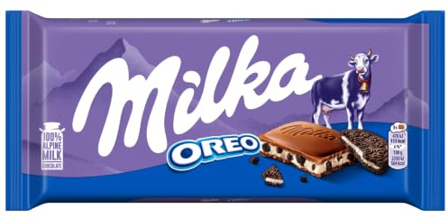 Milka & OREO Milk Chocolate Bar, Creamy Alpine Chocolate, 100 g (22-Pack) | Creamy Alpine Chocolate Bar with Crunchy OREO Pieces, Ideal for Sharing or Gifting
