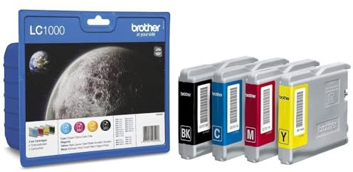 Brother Tintenpatronen Value Pack (Viererpack, Farbe: cyan / gelb / magenta / schwarz) für Lc1000, LC1000VALBPDR, Black / Cyan / Magenta / Yellow