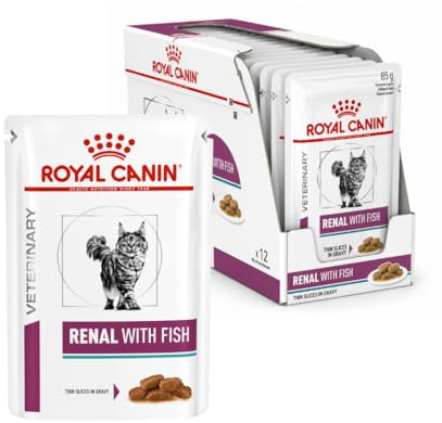 Royal Canin Veterinary Renal Fish | 12 x 85 g | Alimento dietético Completo para Gatos Adultos | para Gatos con Problemas renales | En Bolsa Fresca