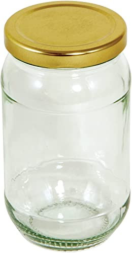 Tala Round Preserving Jar with Gold Screw Lid, 16oz (454ml), Perfect for Jam, Honey, and Homemade Preserves