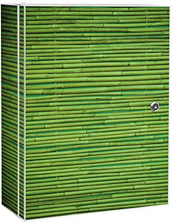 banjado Medizinschrank abschliessbar mit Motiv Bambus Grün 35x46x15cm - großer Arzneischrank für die Hausapotheke - Medikamentenschrank aus Metall zur Medikamenten Aufbewahrung