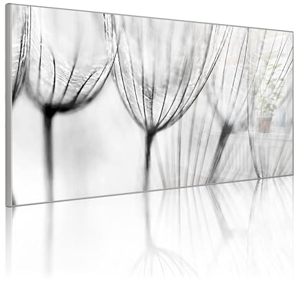 banjado® Magnettafel silber 78 x 37cm / Magnetwand aus Metall/Magnetpinnwand Memoboard/Pinnwand Magnettafel Küche, Büro, Kinderzimmer inkl. 4 Magnete & Montageset Motiv Pusteblumen SW