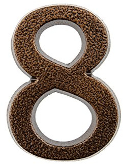 HUBER numero civico 8 in alluminio 10 cm I numeri civici per casa & porta - targhette con numero civico in nobile design rame antico 3D, verniciato a polvere
