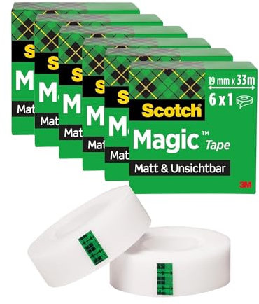 Scotch Ruban Magic - 6 Rouleaux, 19 mm x 33 m - Idéal pour le Bureau et l'École
