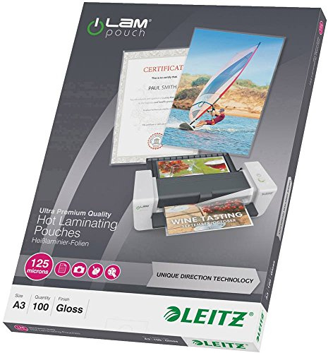 Leitz iLAM UDT Plastikbeutel – Kunststoffhüllen (transparent, EVA (Polyethylen-Vinylacetat), Polyethylen, Terephthalat (PET), glänzend, A3, 309 mm, 435 mm)