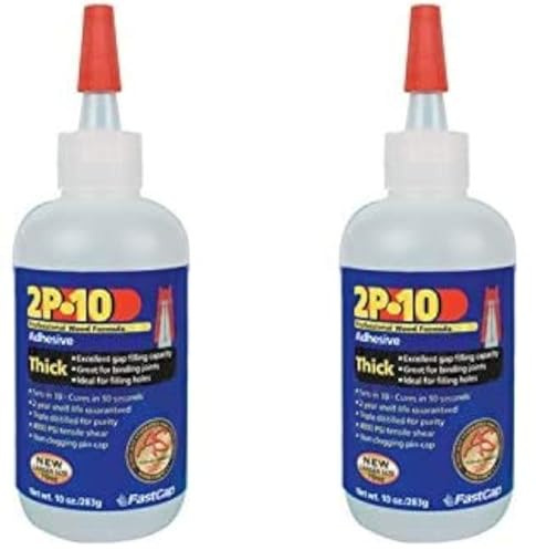 FastCap 2P-10 Thick Super Glue Adhesive for Small Items - All Purpose Application - 4000 PSI Tensile & Sheer - 10 oz., 2-Pack - 80115-2P