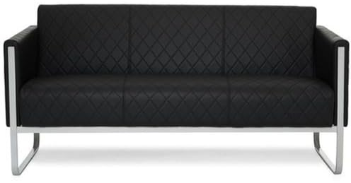hjh OFFICE Lounge-Sofa 3-Sitzer Aruba Step Kunstleder Polstersofa Couch modern mit Metallgestell, 159 x 78 x 71 cm, Schwarz