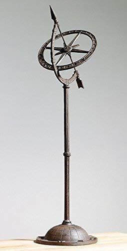 linoows Antike Dekorative Garten Sonnenuhr, Große Gusseisen Sonnenuhr Rostbraun