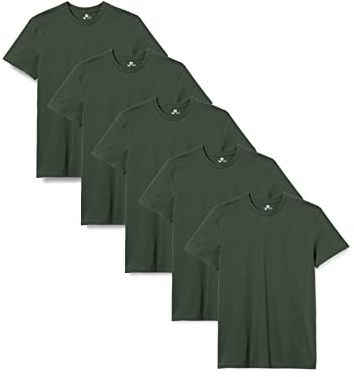 Lower East T-shirt med rund hals, Herr, Mörkgrön (5-pack), S