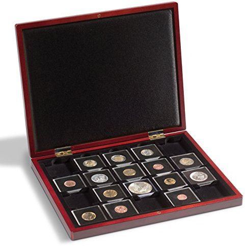 Leuchtturm 341012 Volterra DE Luxe - Münzkassette mit 20 eckigen Feldern für Quadrum-Kapseln und 50 x 50 mm Münzrähmchen