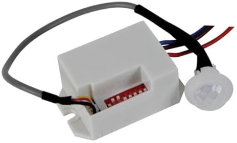 Perel Mini rilevatore di movimento, PIR, portata di rilevamento 8 m, angolo di rilevamento 100°, IP20, uso interno, montaggio ad incasso, bianco