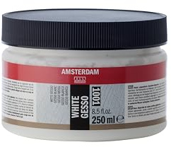 Amsterdam Grundierung - Weiß Gesso 1001-250 ml Tiegel - Perfekte Grundlage für Acryl- & Ölfarben - Mischbar & Wasserfest - Geeignet für Leinwand, Holz, Papier & mehr