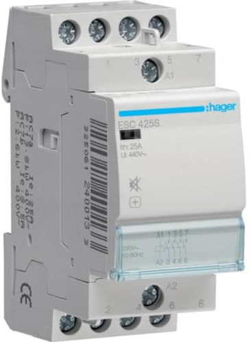 Hager ESC425S Contacteur Rückseite Schalldämpfer Leistungsschalter, 25A, 4NA, 230V , 1er Pack
