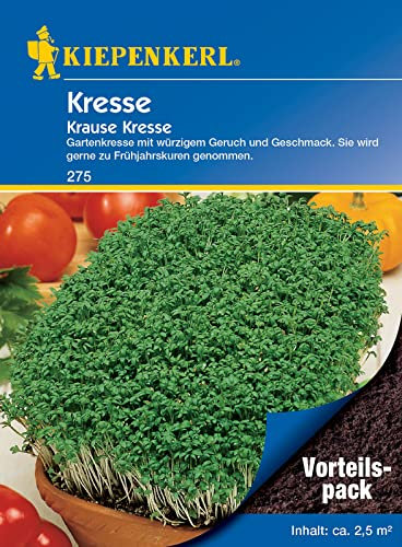 Kiepenkerl 0275 Kresse Krause (Vorteilspack), Inhalt: 50 gr, scharfen Geruch und Geschmack, hoher Vitamingehalt, eignet sich als Treib- und Freilandsorte