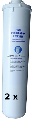 2 x Aquadea-Q1-SW Schnell-Wechsel Filterpatrone Aktivkohle-Block 0,8 µ und Mikro-Hohlfasermembran 0,1 µ als Keimsperre für z.B. Filtergerät Okato,Ukata und Umkehrosmose Morion als Vor-und Nachfilter