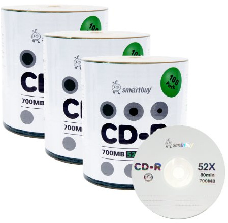 Smart Buy Logo CD-R 300 Pack 700mb 52x Blank Data Recordable Discs, 300 Disc, 300pk